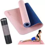 BAKAJI Tappetino Yoga in TPE Ecologioco Doppio Strato Antiscivolo Alta Densità Dimensione 180 x 61 cm con Custodia