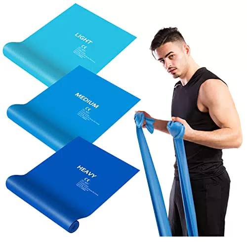 Bande Elastiche Fitness, Fasce Elastici con 3 Livelli di Resistenza, blu