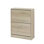 Baroni Home Scarpiera Salvaspazio Slim in Legno Melaminico da Ingresso. Portascarpe da 12 paia con 2 Ante a Ribalta e Doppia Profondità 24x63x81 cm