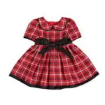 Beauace Vestito di Bambina Vestito di Natale Bimba Vestito Rosso a Maniche Lunghe per Bambina a Quadri Abito da Principessa in Tulle per Bambina in Puro Cotone Soffice