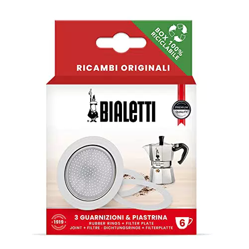 Bialetti Ricambi, Include 3 Guarnizioni e 1 Piastrina