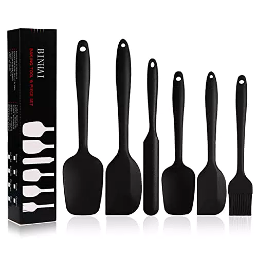 BINHAI Set spatole in silicone - 6 pezzi termoresistenti, nero