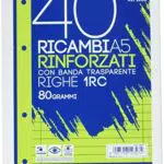 Blasetti 2327 Ricambi rinforzati con banda trasparente, a righe, 40 fogli