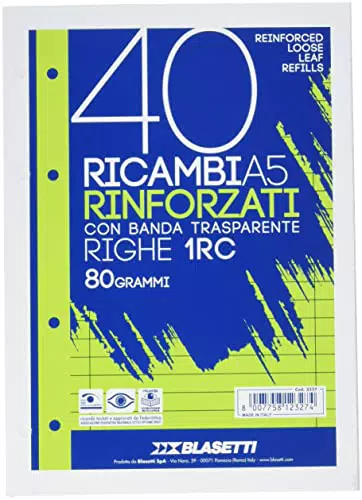 Blasetti 2327 Ricambi rinforzati con banda trasparente, a righe, 40 fogli
