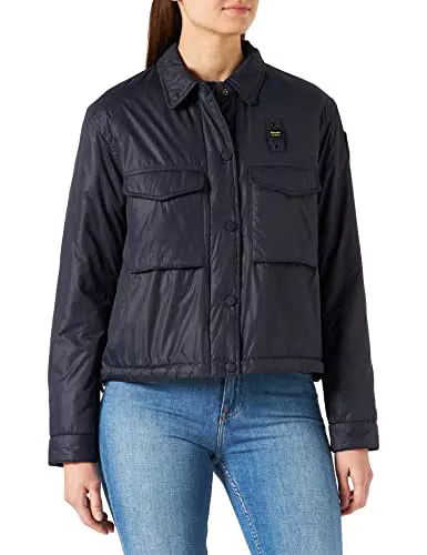 Blauer Giubbini Corti Imbottito Ovatta Giacchetto, 881 Blu Iris