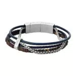 Bracciale Multifilo Fossil Vintage Casual da Uomo con Perline in Cocco