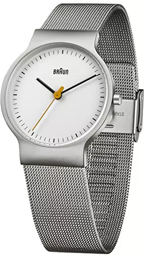 Braun Orologio da polso da uomo classico orologio da polso analogico al quarzo in acciaio inox BN0211WHSLMHL