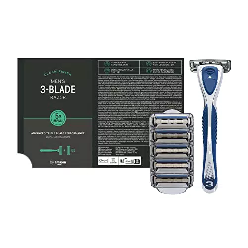 by Amazon Rasoio da uomo a tripla lama con 6 ricariche