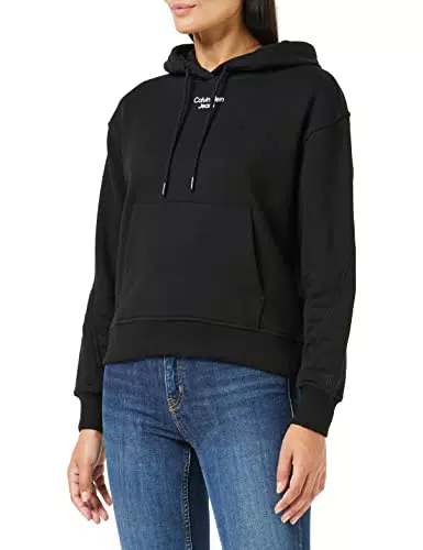 Calvin Klein Jeans Felpa con Cappuccio con Logo impilato Maglie Pesanti