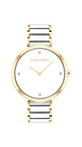 Calvin Klein Orologio Analogico al Quarzo da Donna con Cinturino in Acciaio Inossidabile Bicolore - 25200134