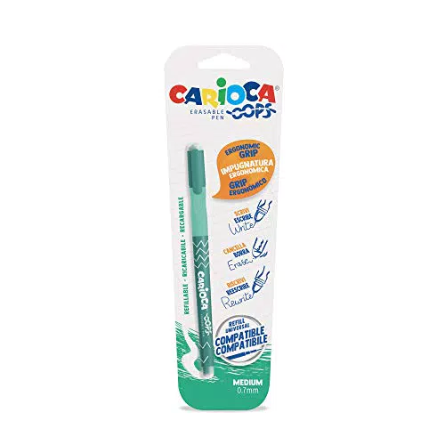 Carioca Oops Penna Nera, Penna Cancellabile Ricaricabile per Scuola e Ufficio con Cappuccio