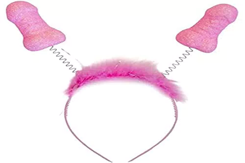 Cerchietto per capelli con pene oscillante con pelliccia rosa