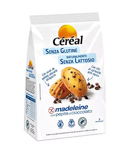 Céréal Madeleine con Pepite di Cioccolato, merendine Senza Lattosioenza Latteenza Glutine