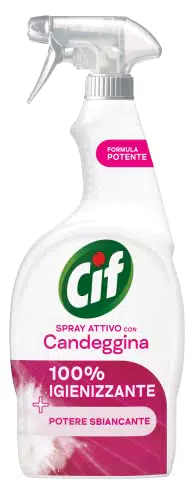 Cif Spray Attivo con Candeggina, 650 ml, per le Superfici di Tutta la Casa e Pretrattante sui Tessuti Bianchi*