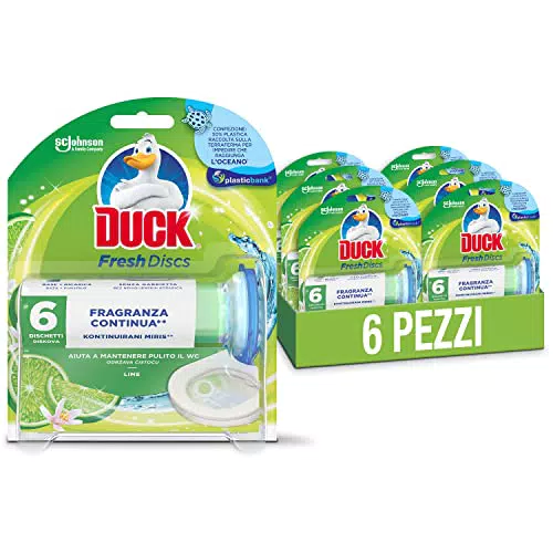 DUCK Fresh Discs - Gel Igienizzanti WC, 6 Applicatori, 36 Dischetti, Profumo Lime