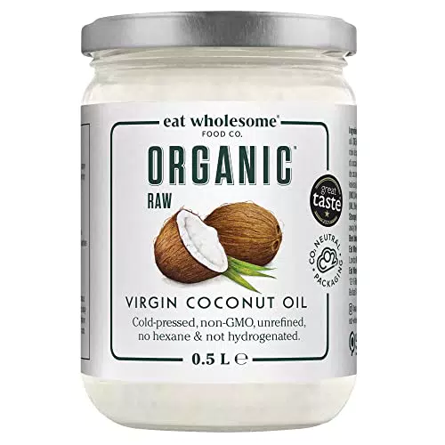 Eat Wholesome Olio di Cocco Vergine Grezzo Organico e Spremuto a Freddo, Vasetto da 500g