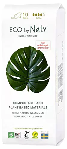 Eco By Naty, Assorbenti per Incontinenza, Extra, confezione da 10 assorbenti. Realizzati con fibre vegetali e vegane