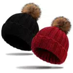 ECOMBOS Cappelli Invernali a Cuffia Cappelli Lavorati a Maglia da Donna Cappelli Invernali da Donna Cappelli Femminili Coreani Gialli Rossi Morbidi