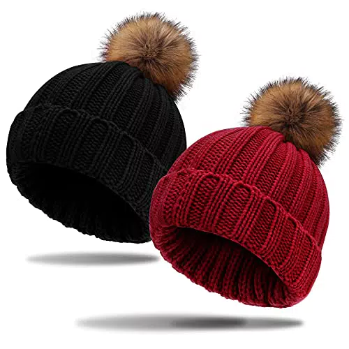 ECOMBOS Cappelli Invernali a Cuffia Cappelli Lavorati a Maglia da Donna Cappelli Invernali da Donna Cappelli Femminili Coreani Gialli Rossi Morbidi