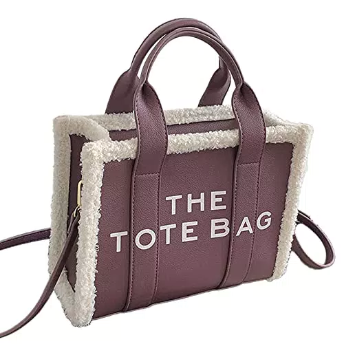 FAIRYSAN Tote Bag per le donne Personalizzate PU Leather Tote Bags Lamb Wool Mini Top-Handle Bag Crossbody Bag per il lavoro di viaggio
