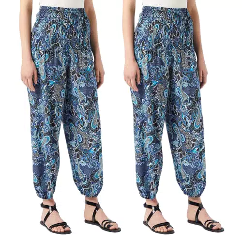 FM London - Pantaloni da Yoga Morbidi da Donna, blu, 38