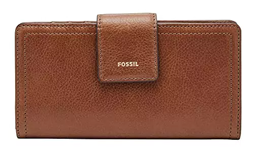Fossil Portafoglio Con Linguetta, Donna, Marrone, 17.1 cm x 1.9 cm x 8.9 cm