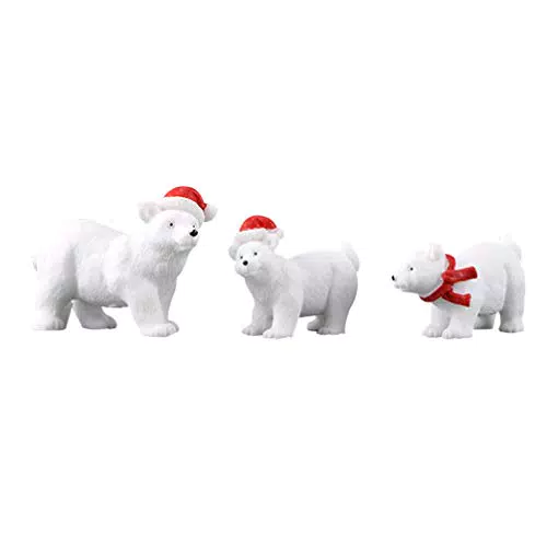 Garneck Ornamenti Adorabili Decorativi di Natale dell'ornamento dell'orso Polare 6pcs Miniatura per la Festa a casa dell'ufficio