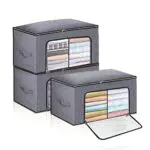 GARPROVM 3PCS Scatole per Armadio, Scatole per Vestiti Porta Abiti Grande capacità Contenitori con Finestra Trasparente y Cerniera Laterale