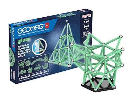 Geomag, Glow Recycled, Costruzioni Magnetiche che si Illuminano al Buio, Confezione da 142 Pezzi