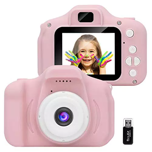 GlobalCrown Fotocamera Bambini, Mini Ricaricabile Fotocamera Digitale per bambini Videocamera Regali per Ragazze Ragazzi da 3-8 Anni