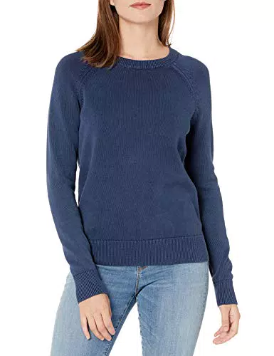 Goodthreads Felpa Girocollo con Colore Slavato, blu, XS