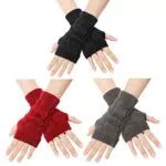 Guanti da braccio da donna - Guanti da polso Guanti lunghi senza dita da donna invernali Guanti caldi all'uncinetto lavorati a maglia con guanto moda