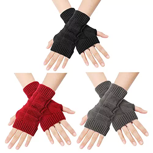 Guanti da braccio da donna - Guanti da polso Guanti lunghi senza dita da donna invernali Guanti caldi all'uncinetto lavorati a maglia con guanto moda