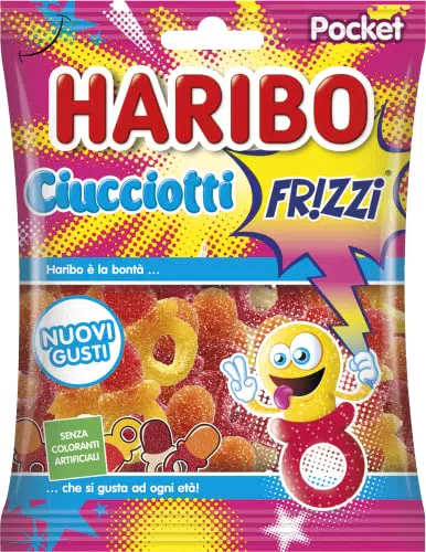 Haribo Ciucciotti Frizzi, Caramelle Gommose Frizzanti - 100gr