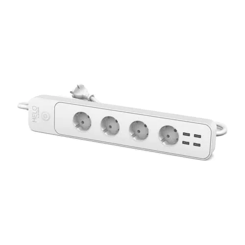 HELO-POWER-4-EU multipresa intelligente Strong con 4 prese e 4 porte USB. Collegabile all'app Helo By Strong per controllare tutti i tuoi dispositivi