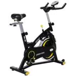 HOMCOM Cyclette Professionale, Cyclette da Camera Regolabile con Schermo LCD e Volano 10kg per Casa o Palestra