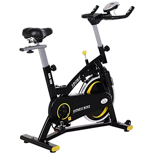 HOMCOM Cyclette Professionale, Cyclette da Camera Regolabile con Schermo LCD e Volano 10kg per Casa o Palestra