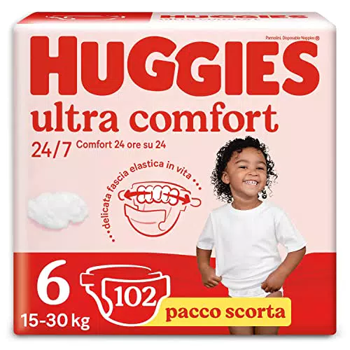 Huggies Pannolini Ultra Comfort, Taglia 6, Confezione da 102 Pannolini