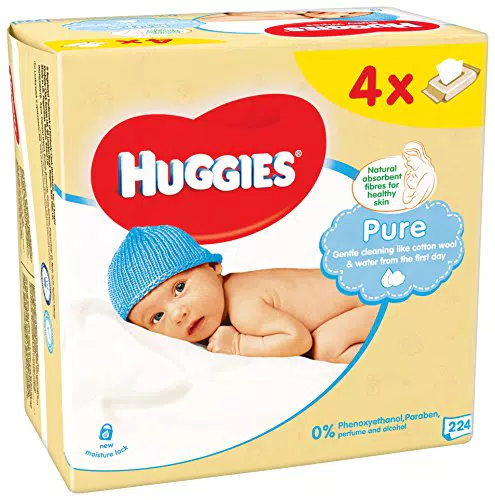 Huggies Pure Baby Wipes - Confezione da 4
