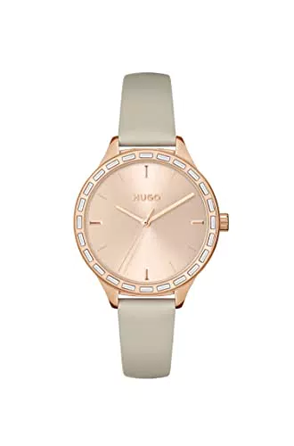 Hugo Orologio Analogico al Quarzo da Donna con Cinturino in Pelle Beige - 1540114