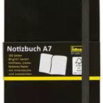 Idena 209283 - Quaderno DIN A7, quadrato, carta crema, 192 pagine, 80 g/m², copertina rigida nera