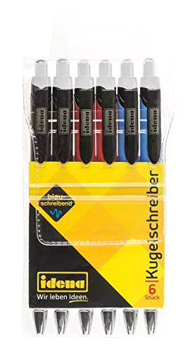 Idena 500291 - Penna a sfera, 6 pezzi, colori di scrittura blu