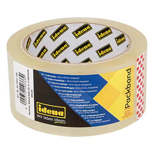 Idena 631033 - Nastro per pacchi trasparente, 50 mm x 66 m