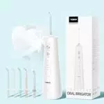 Idropulsore Dentale Portatile Tebikin Irrigatore Orale 245ml 5 Modalità 5 Beccuccio Rotante Ipx7 Impermeabile Ricaricabile Usb Adatto a Viaggio Bianco
