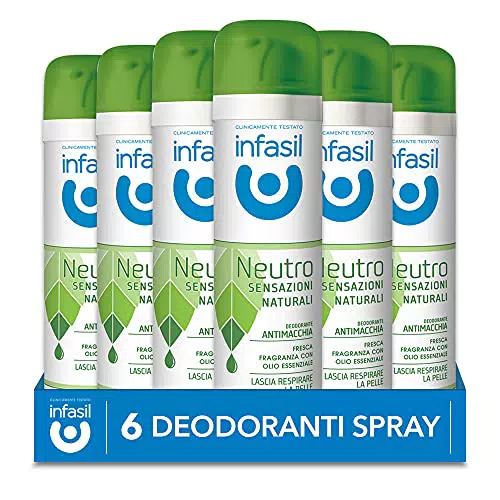 Infasil Deodorante Spray Neutro con Olio Essenziale, 6 pz