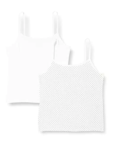 Iris & Lilly Canotta in Cotone Donna, Pacco da 2, Bianco