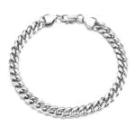 JeweBella Bracciali a Catena Uomo Donna Robusta Acciaio Inossidabile Bracciale Catenina Argento Braccialetto Larghezza 5/7mm Lunghezza 19.5/21.5 cm