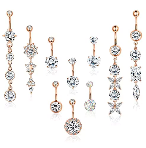 KALVICA 10 Piercing Ombelico in Acciaio Chirurgico 316L per Donne Ragazze