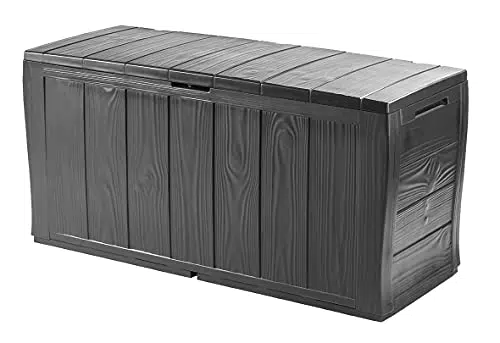 Keter Baule in Resina Realizzato con Pannelli Effetto Legno Grigio Grafite con ruote
