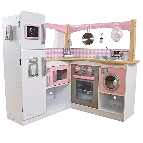 KidKraft 53185 Cucina Giocattolo ad Angolo in Legno per Bambini Grand Gourmet con Accessori di Gioco Inclusi